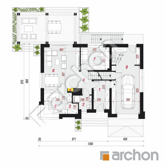 Проект дома ARCHON+ Дом в гвоздиках (П) План першого поверху