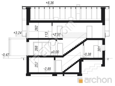 Проект дома ARCHON+ Дом в гвоздиках (П) Розріз будинку