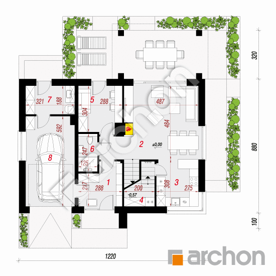 Проект будинку ARCHON+ Будинок в малинівці 16 (Г) План першого поверху