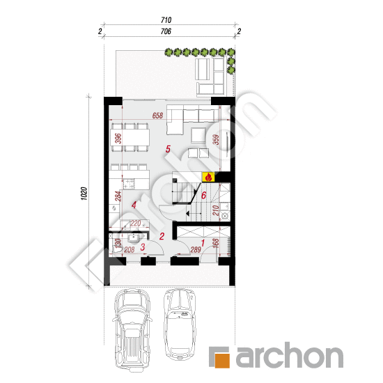 Проект будинку ARCHON+ Будинок під міліном (С) План першого поверху