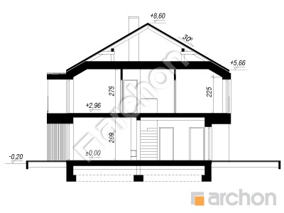 Проєкт будинку ARCHON+ Будинок під міліном (С) Розріз будинку
