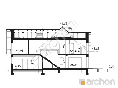 Проєкт будинку ARCHON+ Будинок в орлішках (Г2A) Розріз будинку