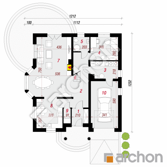 Проект будинку ARCHON+ Будинок в тим'яні 3 вер.2 План першого поверху
