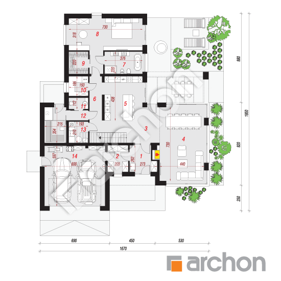Проект будинку ARCHON+ Будинок в аромах (Г2) План першого поверху