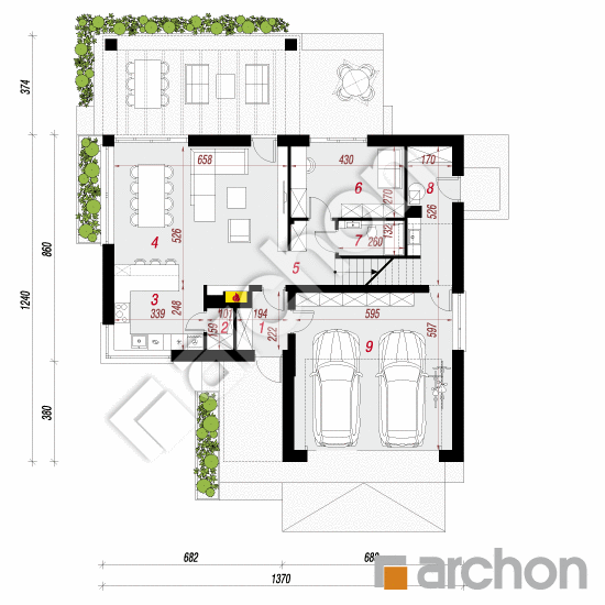 Проект будинку ARCHON+ Будинок в підсніжниках 16 (Г2) План першого поверху