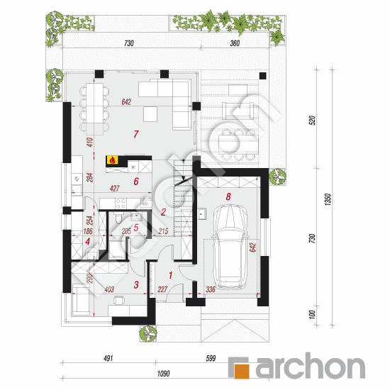 Проект будинку ARCHON+ Будинок в жарновці План першого поверху