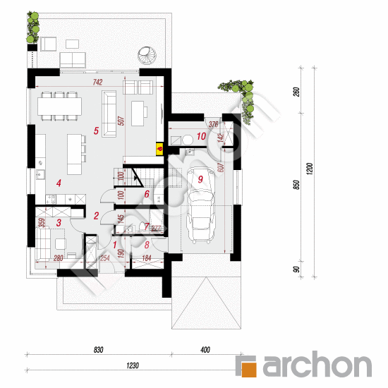 Проект дома ARCHON+ ДОМ В СОН-ТРАВЕ 6 (Г) План першого поверху