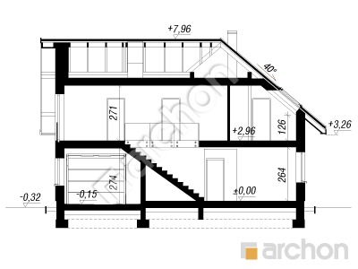 Проект дома ARCHON+ ДОМ В СОН-ТРАВЕ 6 (Г) Розріз будинку