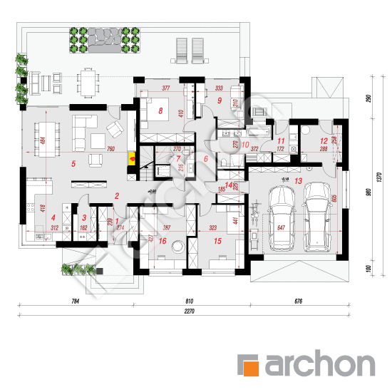 Проект дома ARCHON+ Дом в альвах 5 (Г2) План першого поверху