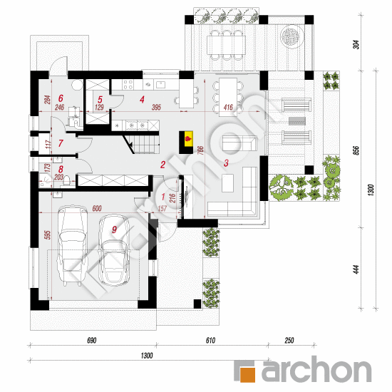 Проект дома ARCHON+ Дом в лобо (Г2) План першого поверху