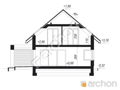 Проект дома ARCHON+ Дом в лобо (Г2) Розріз будинку