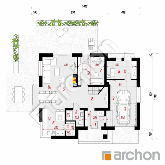 Проект дома ARCHON+ Вилла Адрианна План першого поверху