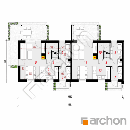 Проект будинку ARCHON+ Будинок в еверніях 4 (Р2БА) План першого поверху