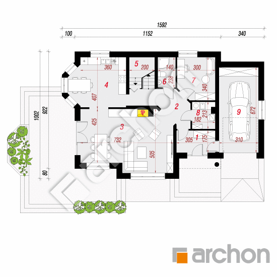 Проект будинку ARCHON+ Будинок в зорях 2 вер.2 План першого поверху