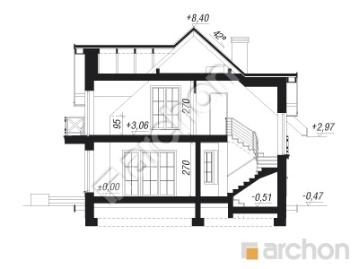 Проект дома ARCHON+ Дом в зорях 2 вер.2 Розріз будинку