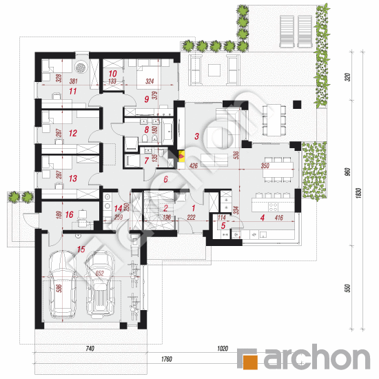 Проект дома ARCHON+ Дом в старках (Г2) План першого поверху