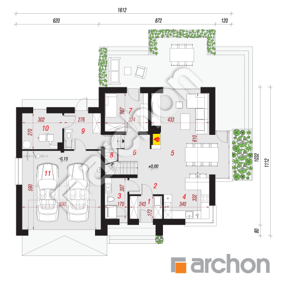 Проект дома ARCHON+ Дом в тамарисках 2 (Г2НА) План першого поверху
