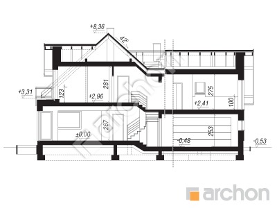 Проект дома ARCHON+ Дом в тамарисках 2 (Г2НА) Розріз будинку