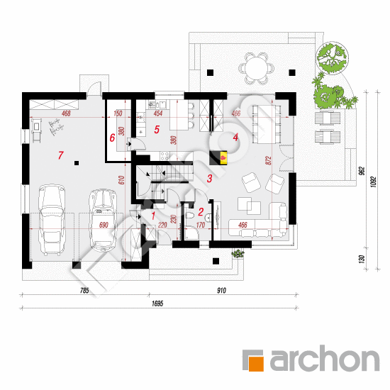 Проект будинку ARCHON+ Будинок в айдаредах 8 (Г2П) План першого поверху