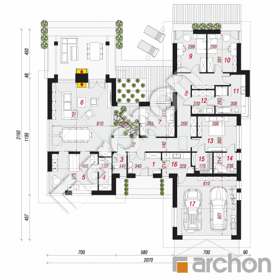 Проект будинку ARCHON+ Будинок в клівіях 4 (Г2) План першого поверху