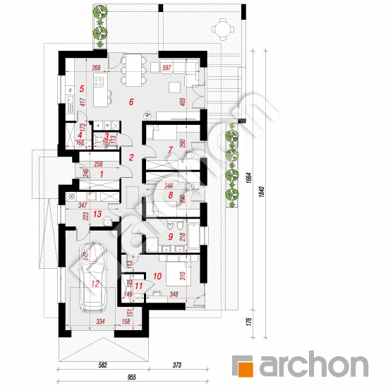 Проект будинку ARCHON+ Будинок в барвінку 2 План першого поверху