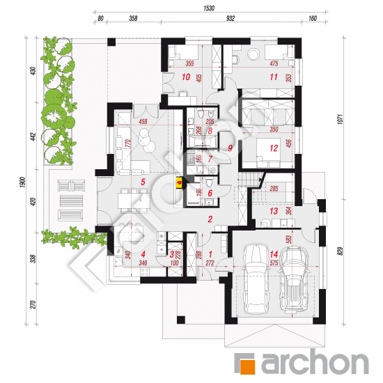 Проєкт будинку ARCHON+ Будинок в джонагольдах 5 (Г2) вер.2 План першого поверху