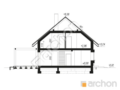 Проект дома ARCHON+ Дом в гвоздиках (Г2Е) ВИЭ Розріз будинку