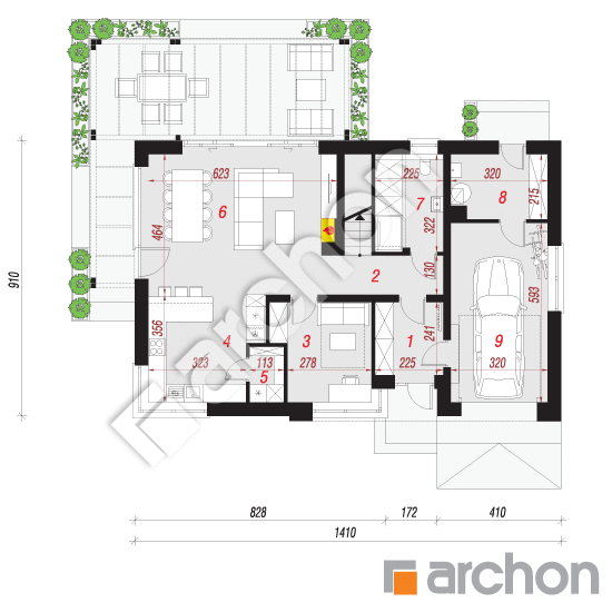 Проект будинку ARCHON+ Будинок в ліліях План першого поверху
