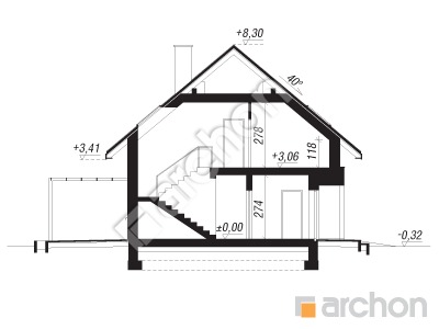 Проект дома ARCHON+ Дом в лилиях Розріз будинку