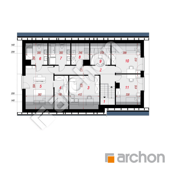 Проект будинку ARCHON+ Будинок в діцентрах (Г2) План мансандри