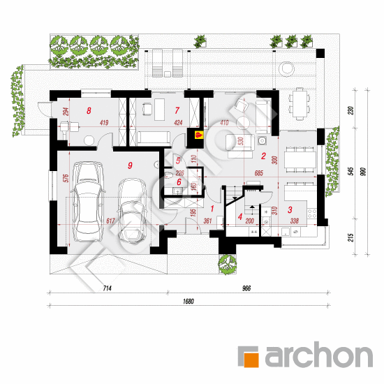 Проект будинку ARCHON+ Будинок в діцентрах (Г2) План першого поверху
