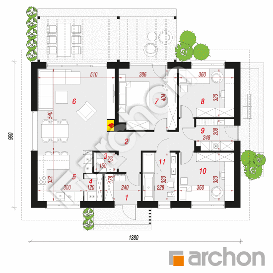 Проект дома ARCHON+ Дом под красной рябиной 24 (A) План першого поверху
