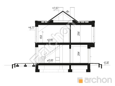 Проект дома ARCHON+ Дом в катранах 2 (Р2) Розріз будинку