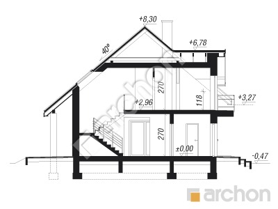 Проєкт будинку ARCHON+ Будинок в червоних кущах (Г2) Розріз будинку