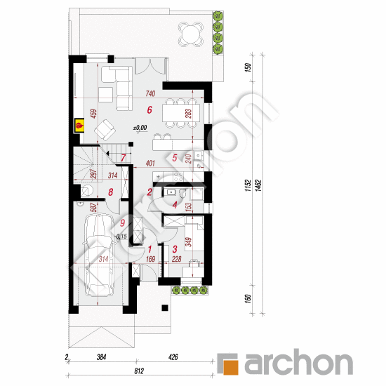 Проект дома ARCHON+ Дом в клематисах 7 (БА) План першого поверху