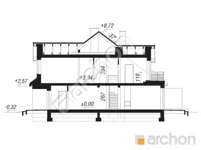 Проєкт будинку ARCHON+ Будинок в клематисах 7 (БА) Розріз будинку