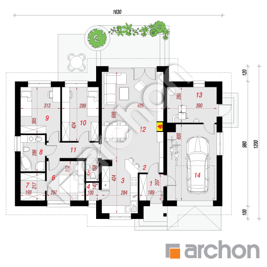 Проект будинку ARCHON+ Будинок в нерінах 3 План першого поверху