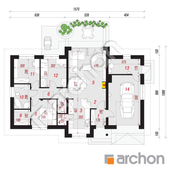 Проект будинку ARCHON+ Будинок в нерінах 5 План першого поверху