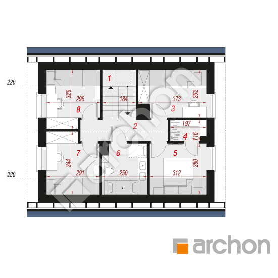 Проект будинку ARCHON+ Будинок в хлорофітумі 26 ВДЕ План мансандри