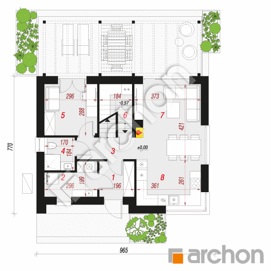 Проект дома ARCHON+ Дом в хлорофитуме 26 ВИЭ План першого поверху