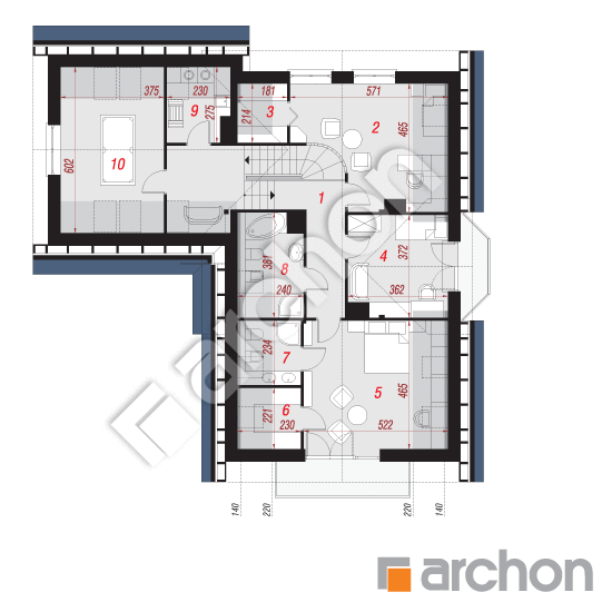 Проект будинку ARCHON+ Будинок в світеніях вер.2 План мансандри