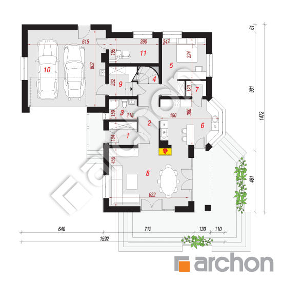Проект будинку ARCHON+ Будинок в світеніях вер.2 План першого поверху
