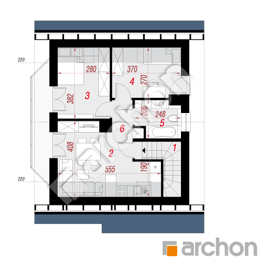 Проект будинку ARCHON+ Будинок в камах План мансандри