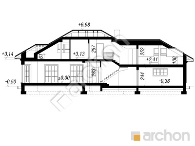 Проєкт будинку ARCHON+ Будинок в миколайках 2 (Г2) Розріз будинку