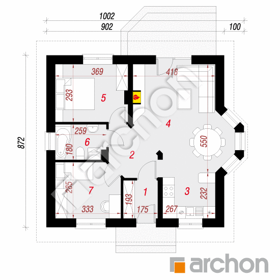 Проект дома ARCHON+ Дом в ягодах вер.2 План першого поверху