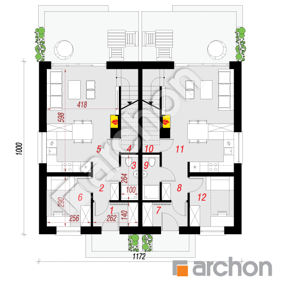 Проект дома ARCHON+ Дом в тунбергиях (Р2) План першого поверху