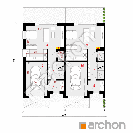 Проект будинку ARCHON+ Будинок в рівіях 8 (ГР2БА) План першого поверху