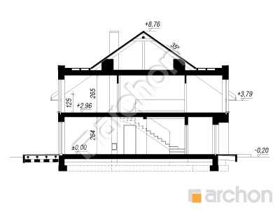 Проект дома ARCHON+ Дом в ривиях 8 (ГР2БА) Розріз будинку