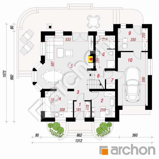 Проект будинку ARCHON+ Будинок в тамариску 6 вер.2 План першого поверху