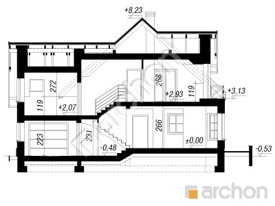 Проект дома ARCHON+ Дом в тамарисках 6 вер.2 Розріз будинку